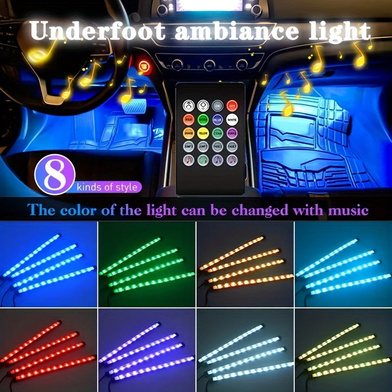 Vibrant Multi-Color LED Car Interior Lighting Kit with Voice Control & Music Sync - Perfect for Parties and Road Trips