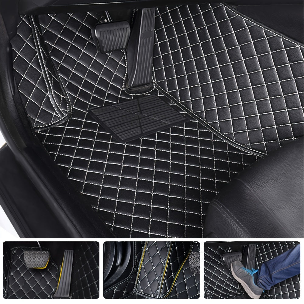 All-Weather Non-Slip Car Floor Mats - Stylish Waterproof PU Leather for Sporty Hatchbacks