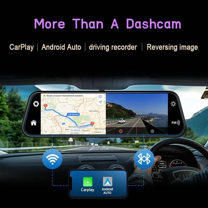 Touchscreen Dual Camera Dash Cam with 1080P Front and Rear Recording, Wireless Backup Camera, IPS Display for Enhanced Driving Safety