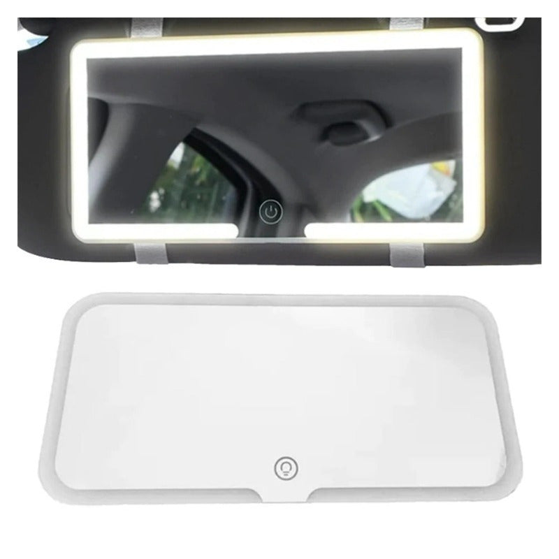 Portable Touch Screen LED Makeup Mirror for Car - Adjustable Lighting & Rechargeable Glam Station for On-the-Go Beauty