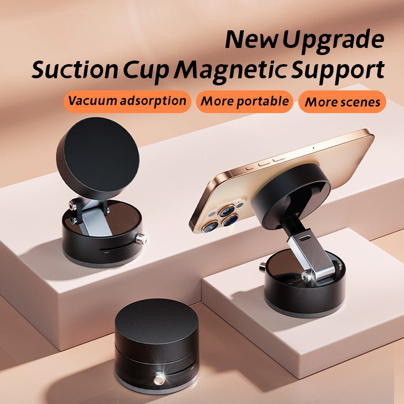 Versatile Magnetic Suction Cup Phone Holder - Strong Adhesive Bracket for Car, Kitchen, and Bathroom Surfaces