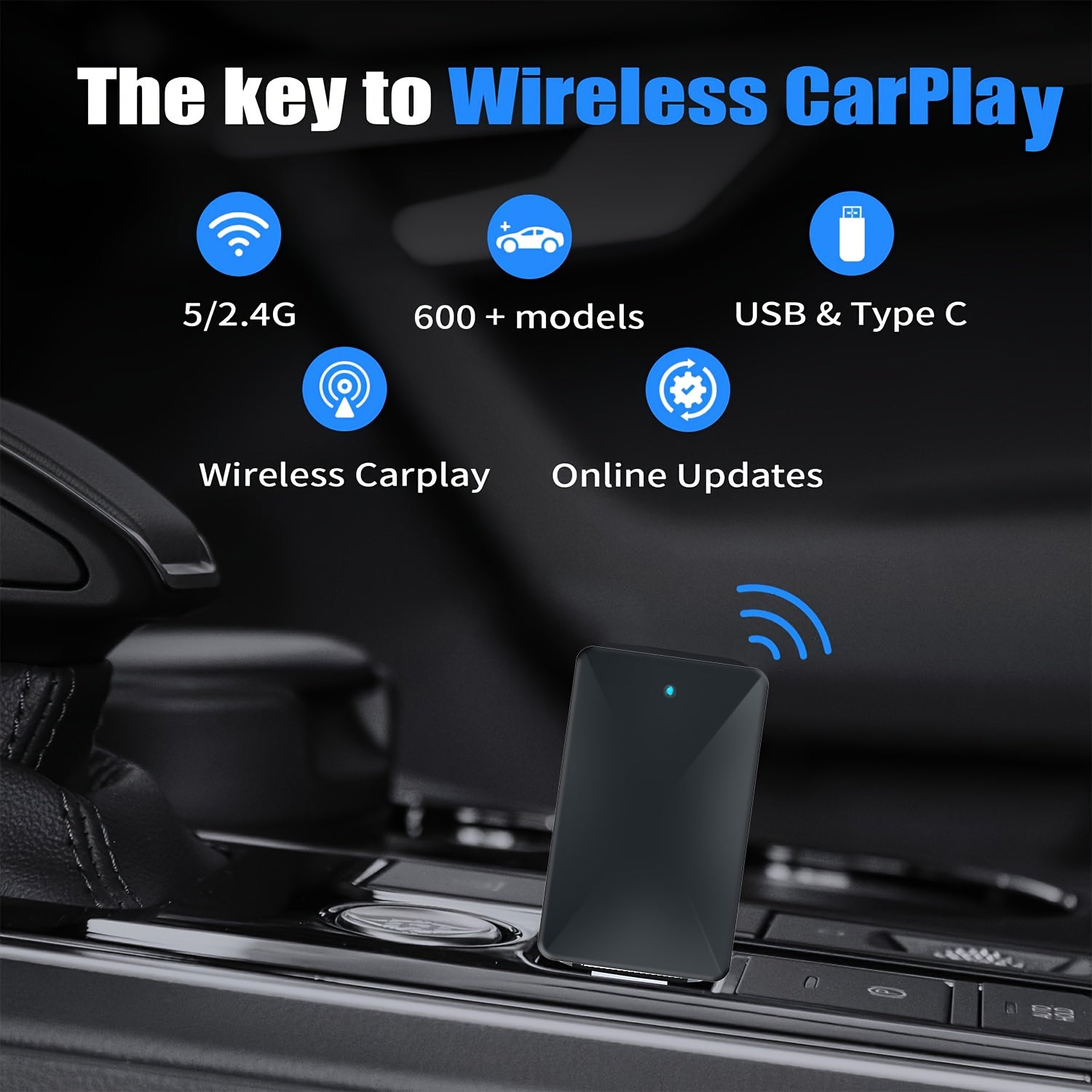 Wireless CarPlay & Android Auto USB Adapter - Effortless Plug & Play, High-Speed Streaming, Universal Compatibility for iOS & Android