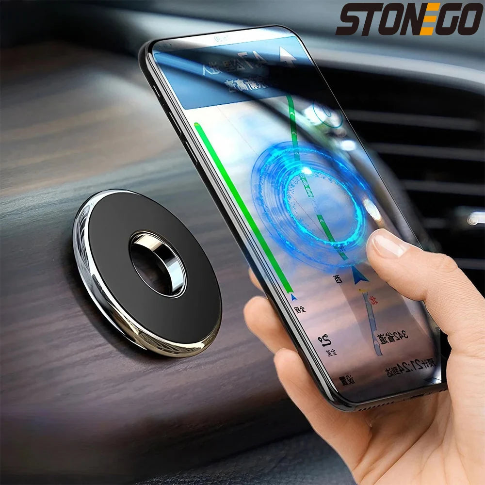 Compact Magnetic Car Phone Mount - Dashboard Holder for Hands-Free Driving and GPS Navigation