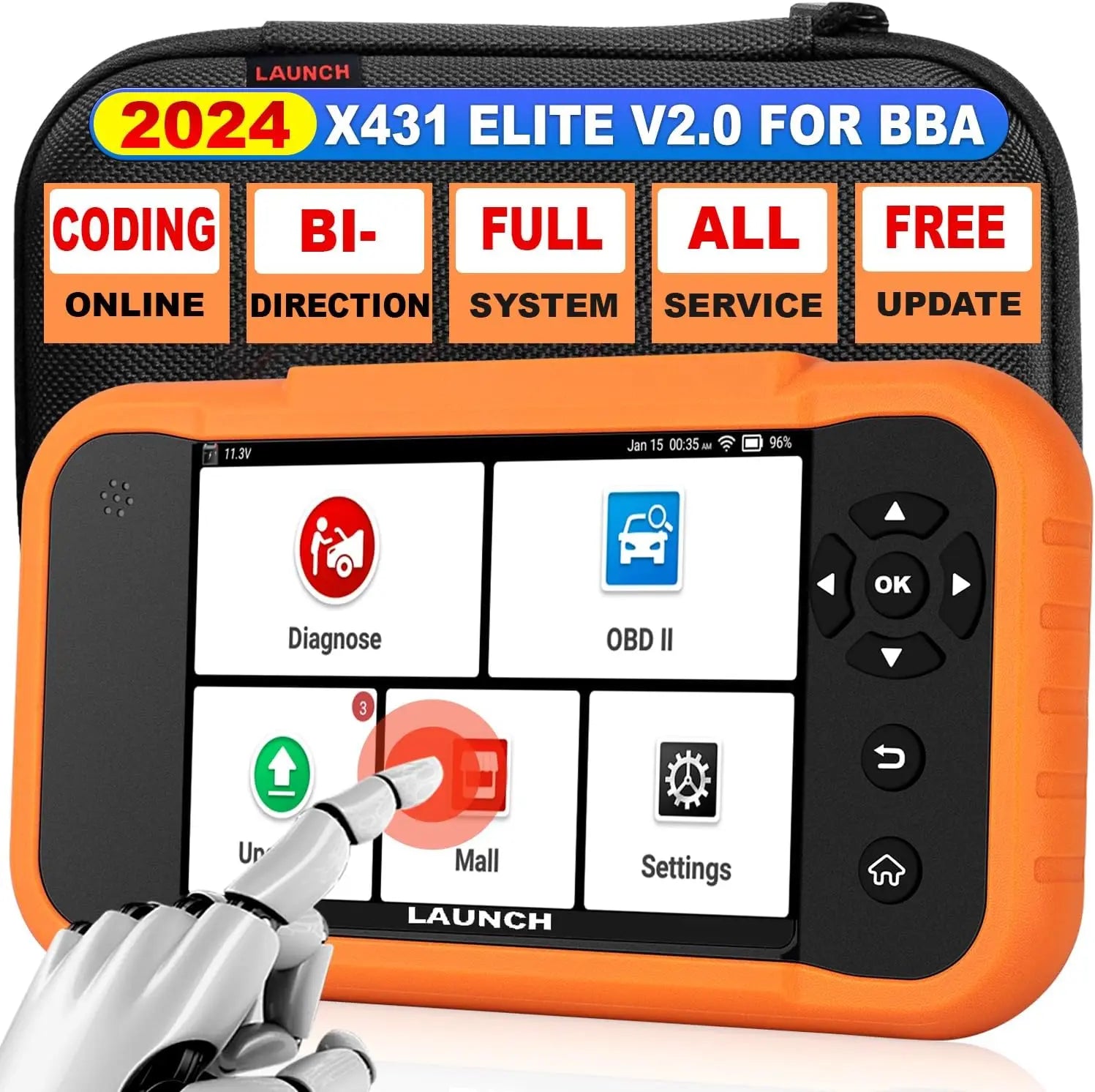 2024 LAUNCH X431 Elite CRE 2.0 Full System OBD2 Diagnostic Tool Car Automotive Scanner ECU Coding Active Test for BMW/Benz/GM