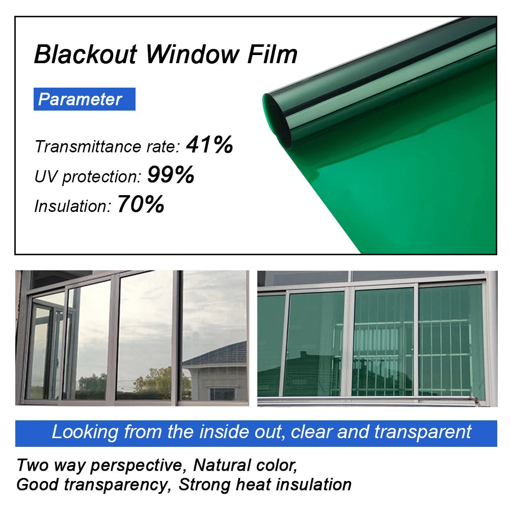 300cm x 50cm Green Car Window Tint Film for Heat Control and UV Protection - Easy Install Reflective Foil with 40% VLT