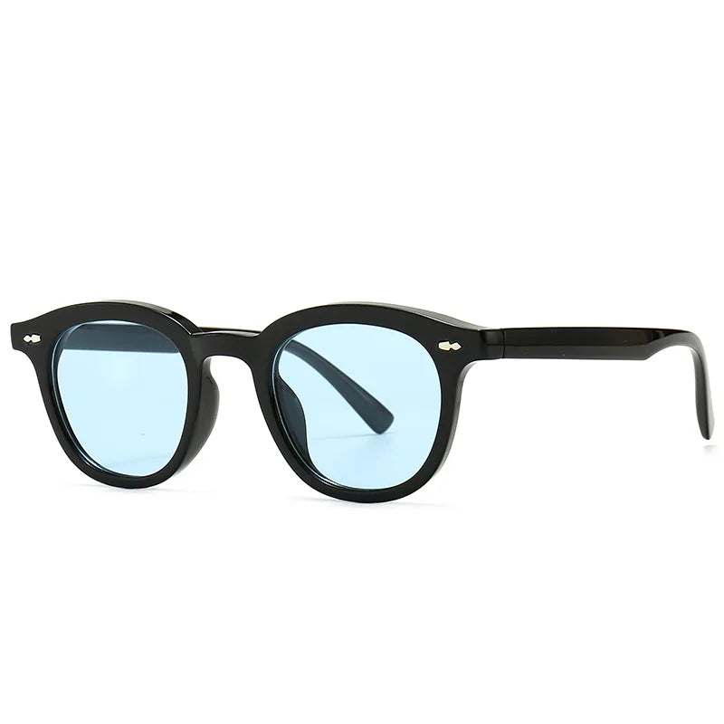 New Fashion Rivet Square Sunglasses Women 2021 Brand Design Small Round Frame Red Blue Lens Retro Acetate Men Sun Glasses Shades