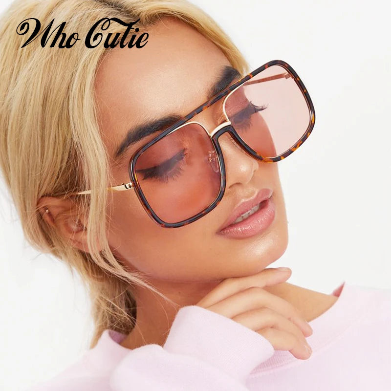 Oversized Aviator Double Bridge Sunglasses with Gradient Colorful Lens