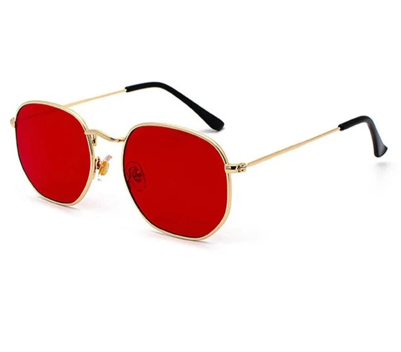 Retro Sunglasses, Metal Frame Eyewear, UV400 de sol hombre Mirror Effect