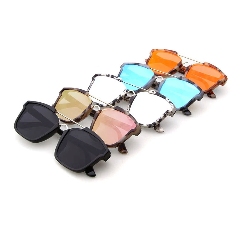 Flat Top Mirror Lens Pilot Sunglasses with  UV400 Protection