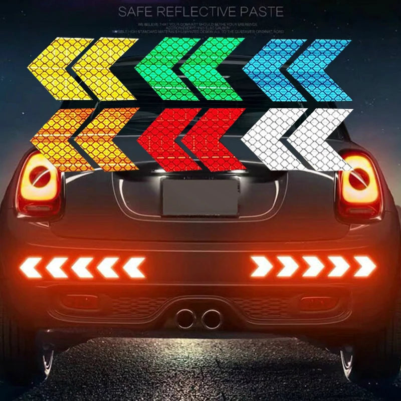 Reflective Arrow Safety Stickers for Car Bumper - High Visibility Warning Decals for Enhanced Road Safety