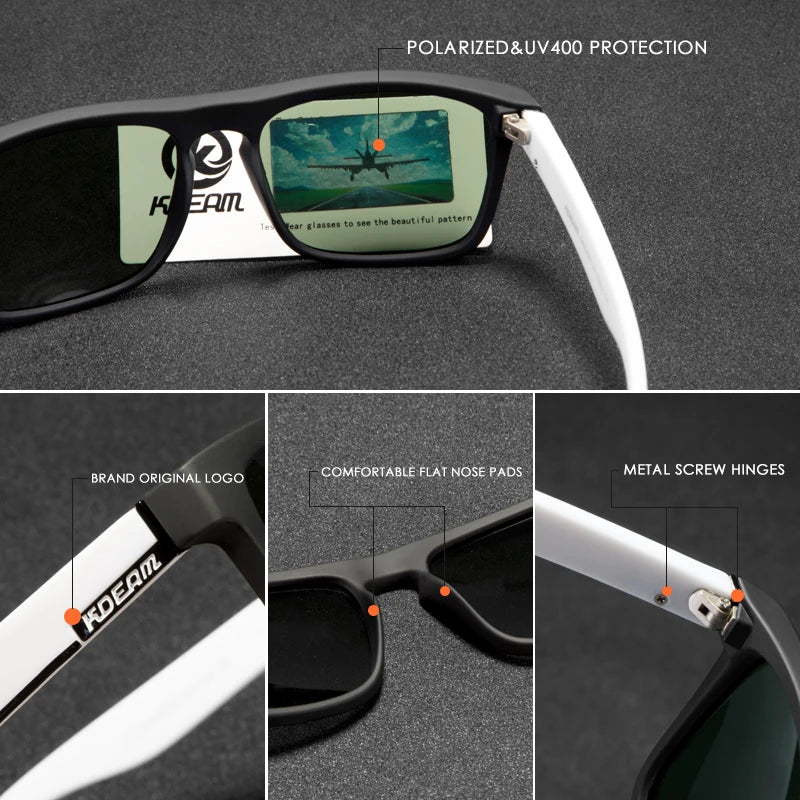 KD156 CE Square Men's Polarized Sunglasses - Photochromic Night Driving Glasses with UV400 Protection in New Colors