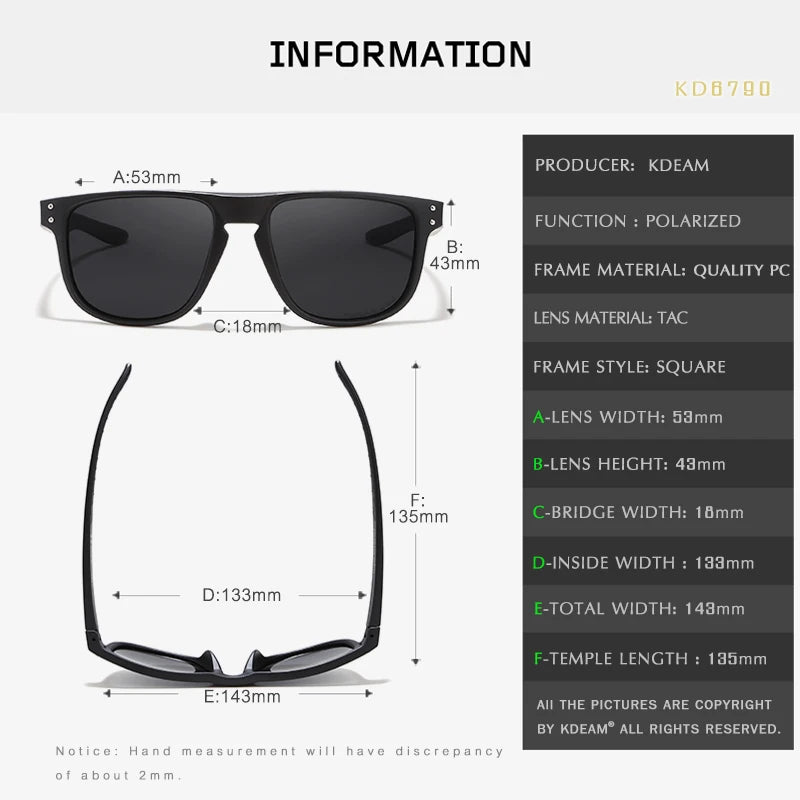 Durable Lightweight Polarized Inset Sunglasses Anti-Glare, Hard Case included