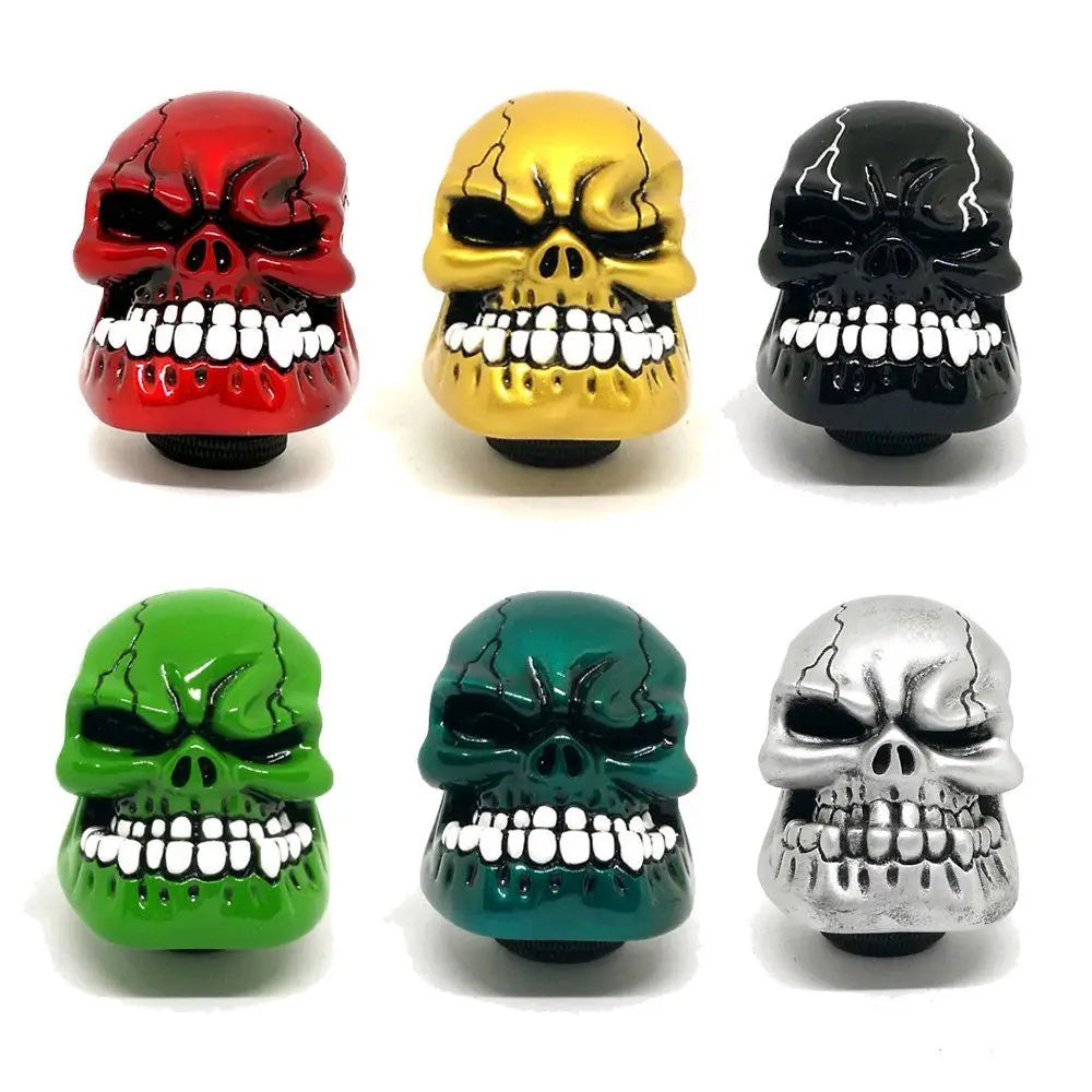 Universal Skull Head Gear Shift Knob for Car and Truck Interiors - Manual Lever Shifter Handle with Unique Style