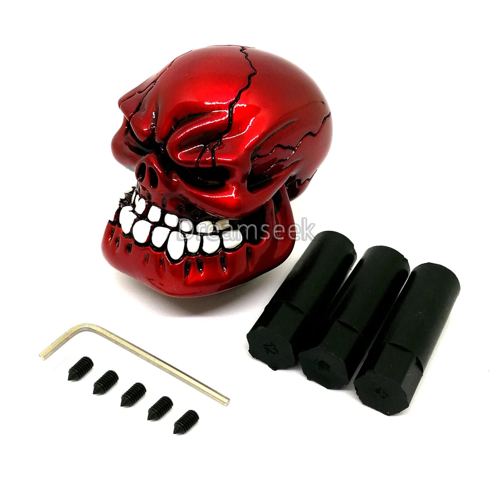 Universal Skull Head Gear Shift Knob for Car and Truck Interiors - Manual Lever Shifter Handle with Unique Style