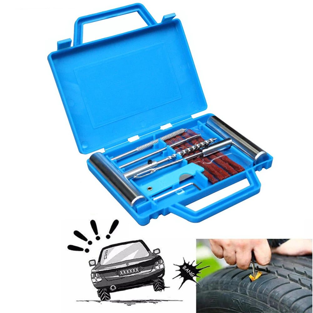 All-In-One Heavy-Duty Tire Repair Kit for Cars, Motorcycles & ATVs - Emergency Tubeless Puncture Solution