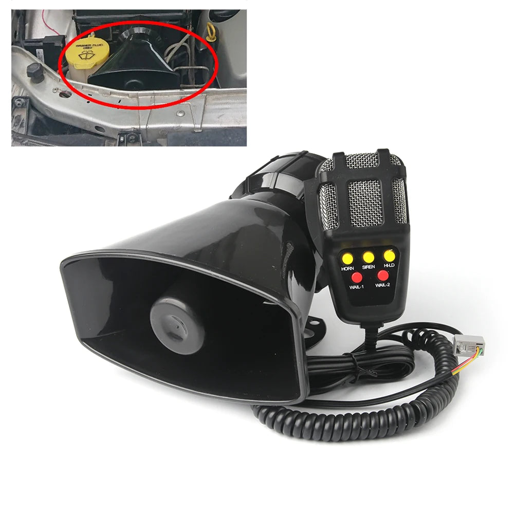 Ultimate 12V 130dB Emergency Multi-Tone Car Horn with Microphone for Motorcycles and Vehicles