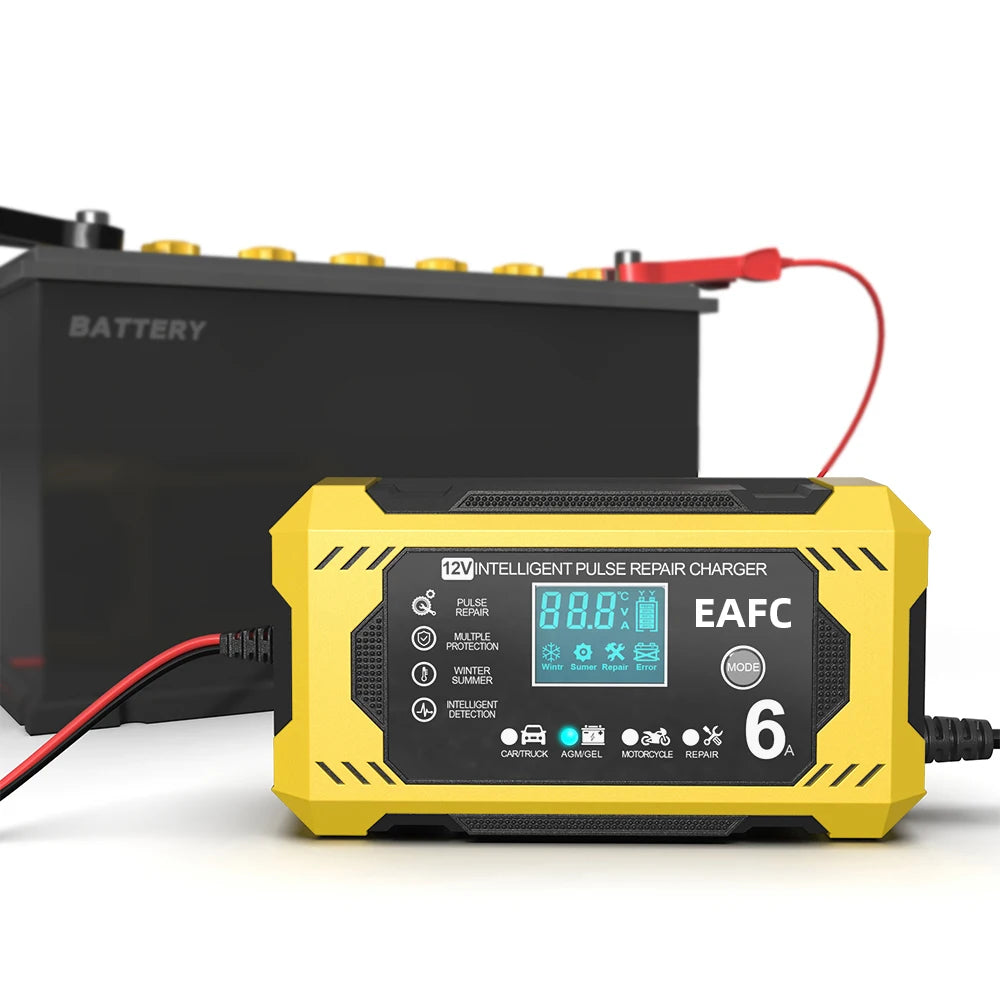 12V 6A Intelligent Car Battery Jump Start Charger with Smart Display