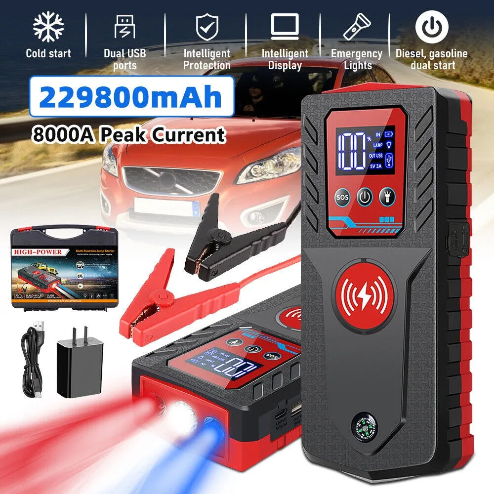 8000A High-Power Portable Car Jump Starter & Power Bank – 229800mAh Emergency Battery Booster for Gasoline & Diesel Vehicles