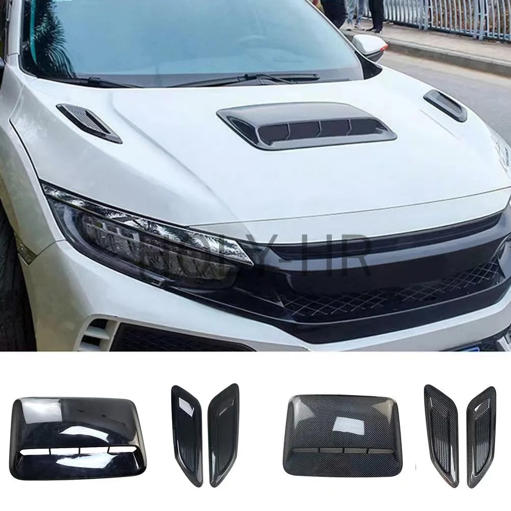 Universal Car Hood Scoop Vent Covers - Durable ABS Plastic Faux Air Intake Trim for Sporty Exterior Upgrade - Easy No-Drill Installation