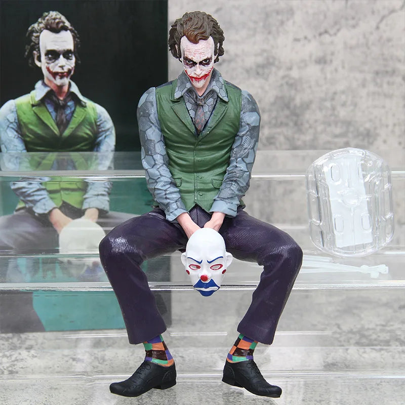 Anime Detective Comics Joker Sitting Mafex Action Figure Suicide Squad Joker Supervillain Model Doll Gift Car Decoration Toy