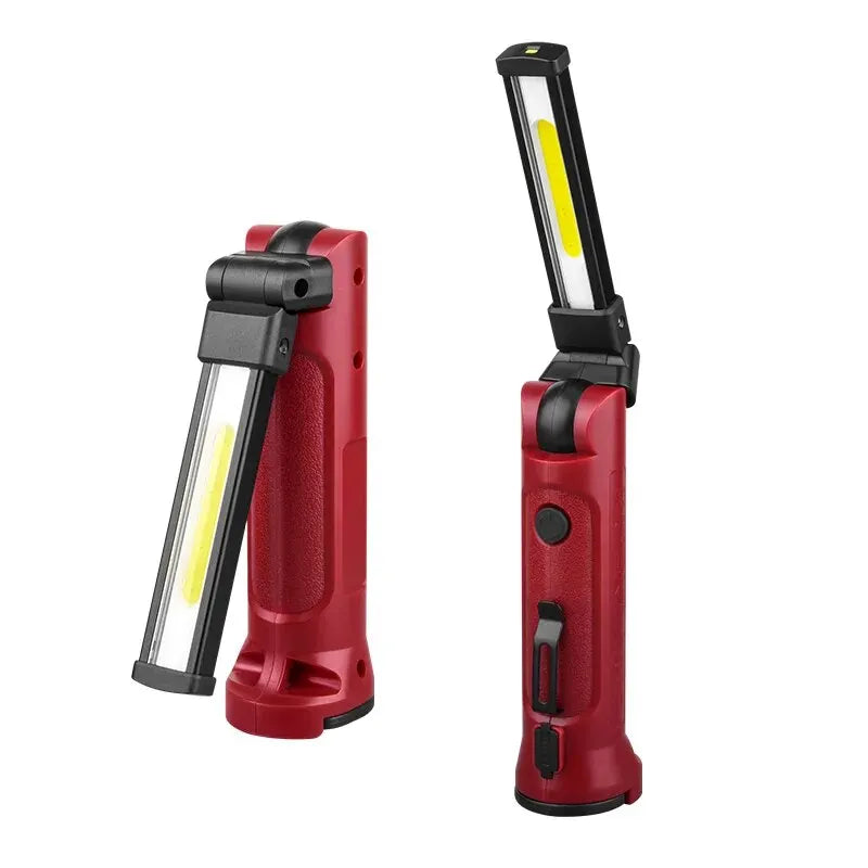 Versatile COB Camping Work Light - 180° Rotating USB Rechargeable Flashlight with Magnetic Hook and Multiple Modes