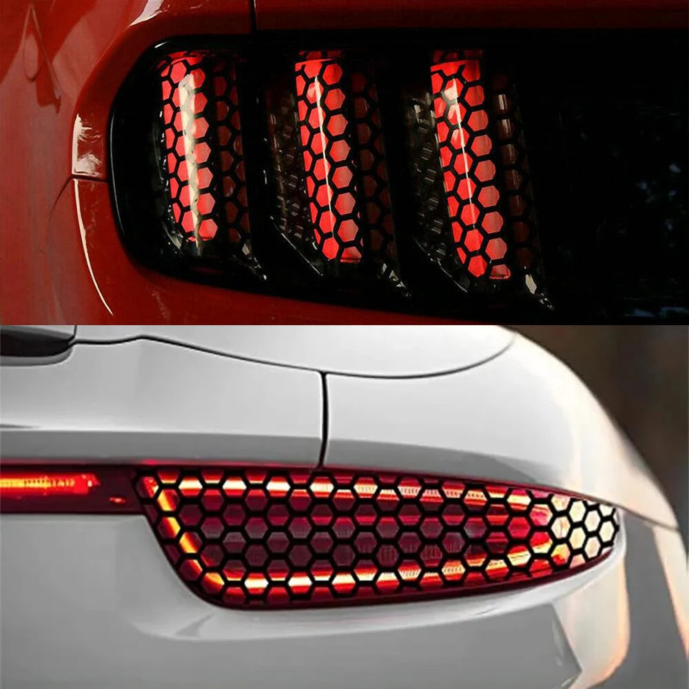 Honeycomb Car Tail Light Stickers - 48cmx30cm Stylish Vinyl Film Protectors for Tail Lights - Durable Auto Accessories for All Vehicle Models