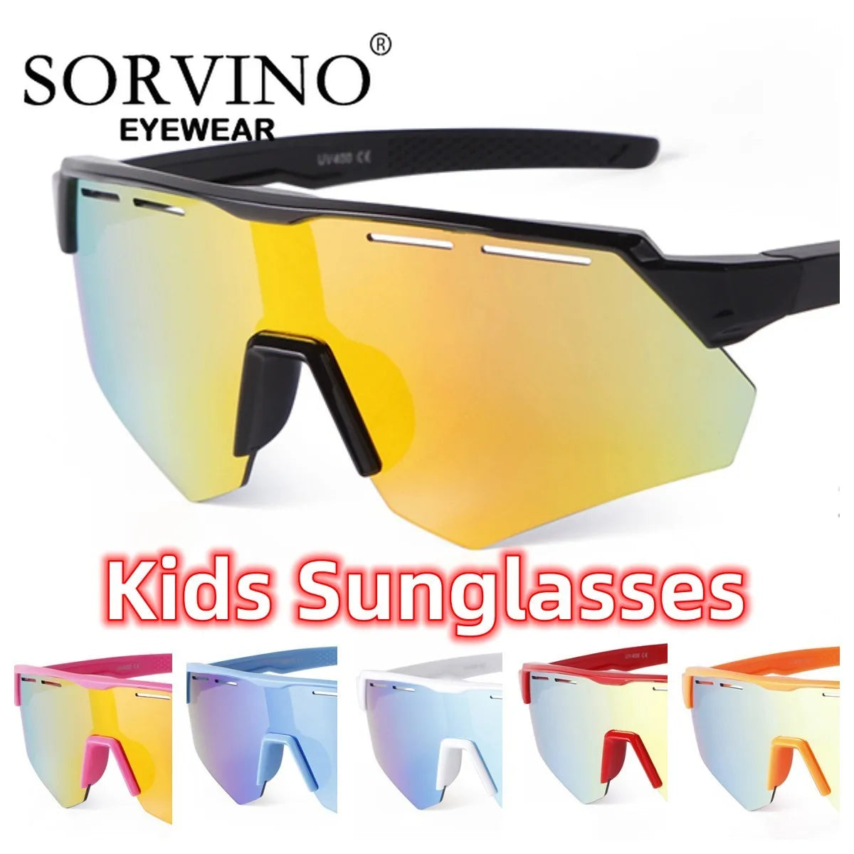 SORVINO Kids Cycling Sunglasses Sport Cycling Eyewear Mtb Boys Girls UV400 Children's Camping Goggles Outdoor Bike Sun Glasses