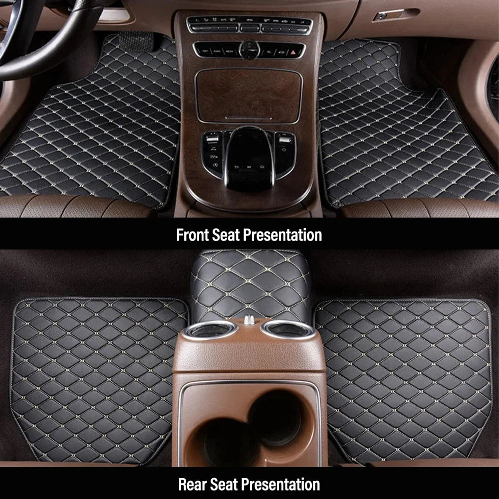 Luxury Waterproof Leather Car Mats - Universal 4-Piece Set for 5-Seat Vehicles - Easy Clean, Durable Interior Protection