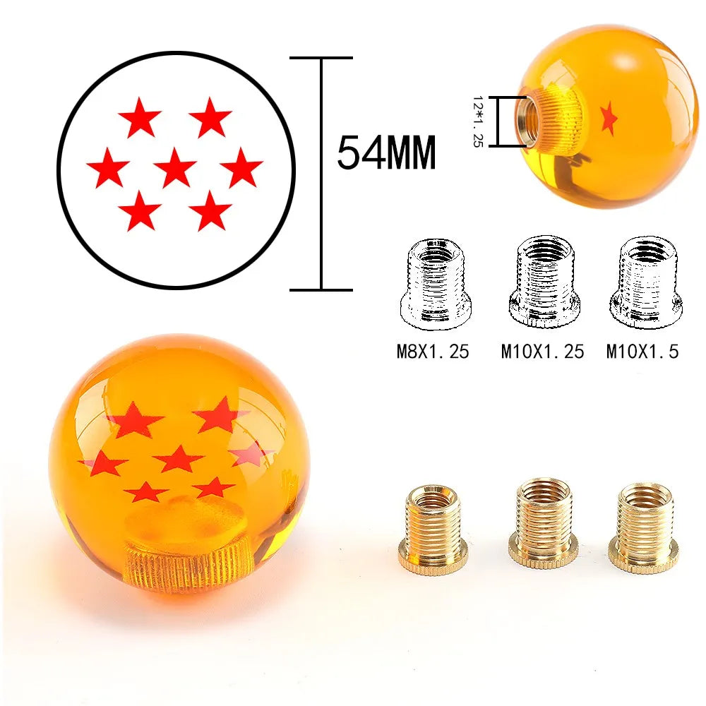 Universal Transparent Amber Shift Knob, Acrylic Crystal Look with Red Stars