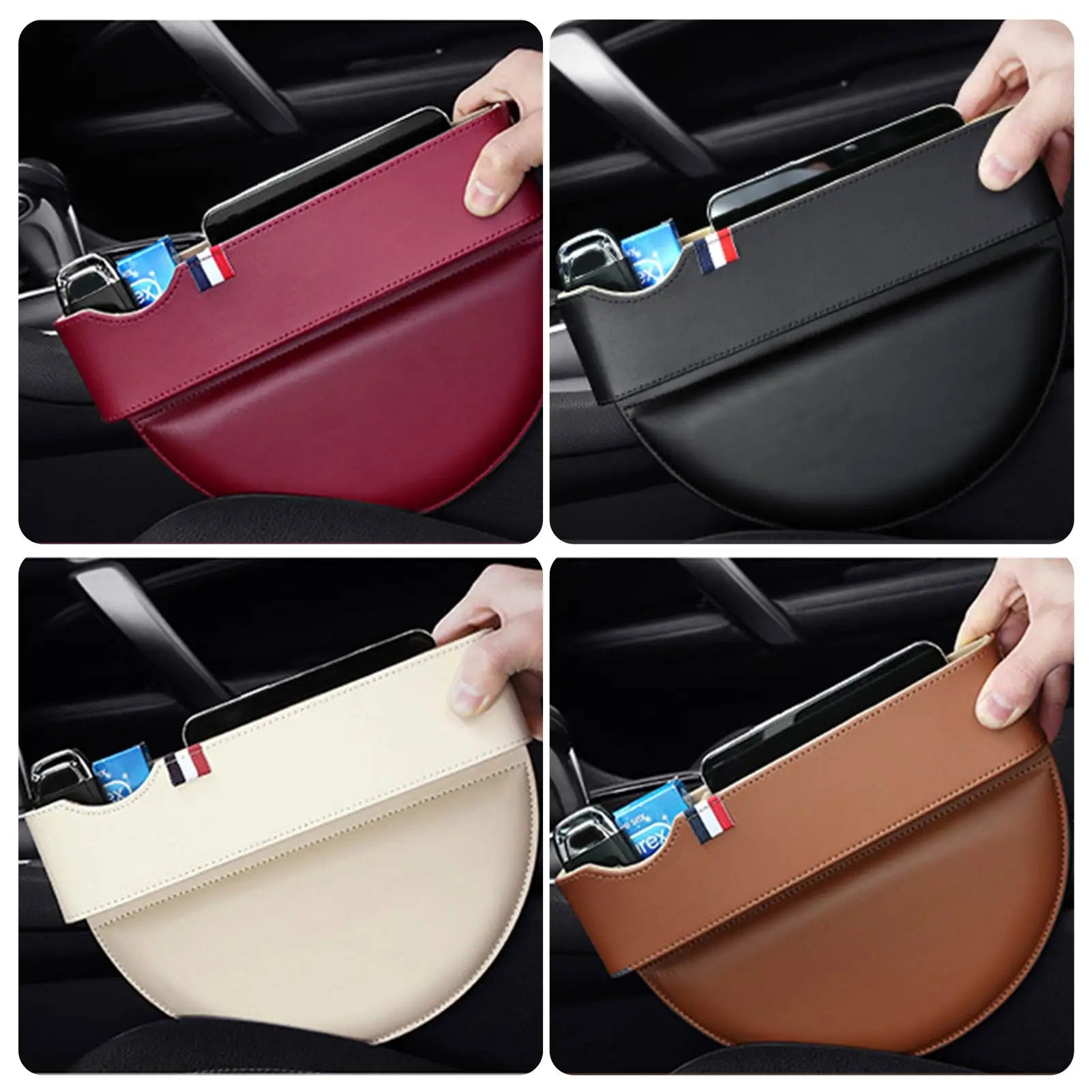 Car Seat Organizer Storage Box with Gap Slit Filler and Slit Pocket for Wallet and Phone