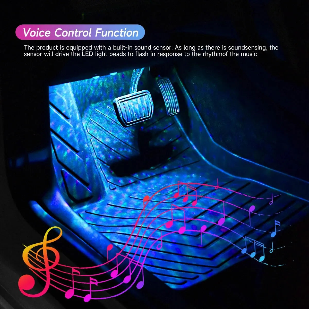 Wireless RGB Car Interior Atmosphere Footwell Light Strip