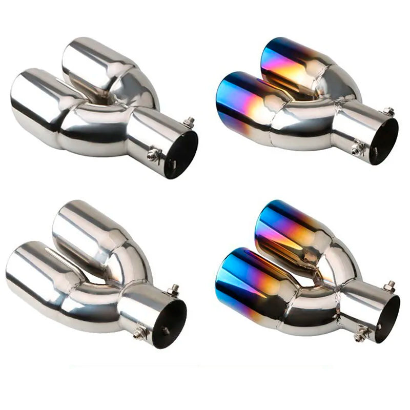 Colorful Heart-Shaped Dual Outlet Stainless Steel Exhaust Tips - Universal Muffler Tailpipe for Enhanced Car Tuning