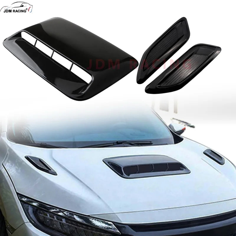 Sleek 40cm Universal Car Hood Scoop - Enhance Air Flow & Style with Easy Installation Decorative Intake Cover for Flat Hoods