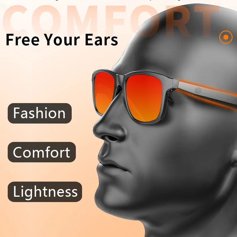 Fashionable Smart Glasses - Voice Call  Music Support - Touch Operation - Polarized Mirror Eye Protection Lenses included