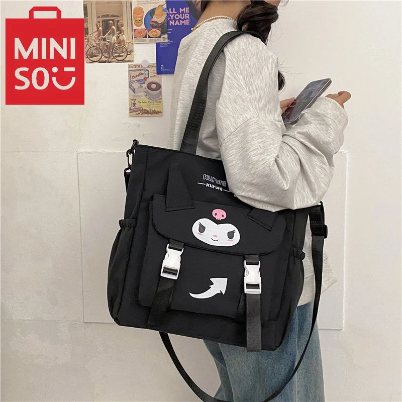 Cute Kuromi Nylon Tote Bag - Large Capacity Casual Shoulder & Crossbody Handbag for Students