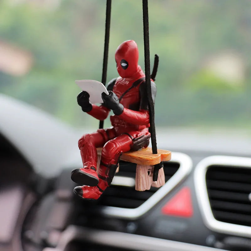 Deadpool, Swinging Deadpool Car Rearview Mirror Dash Decore