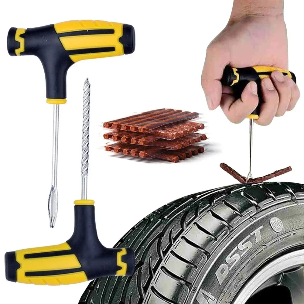 All-in-One Emergency Tire Repair Kit - Essential Tools for Fast Puncture Fixes, Easy Tire Strips, and Glue - Must-Have Car Accessories