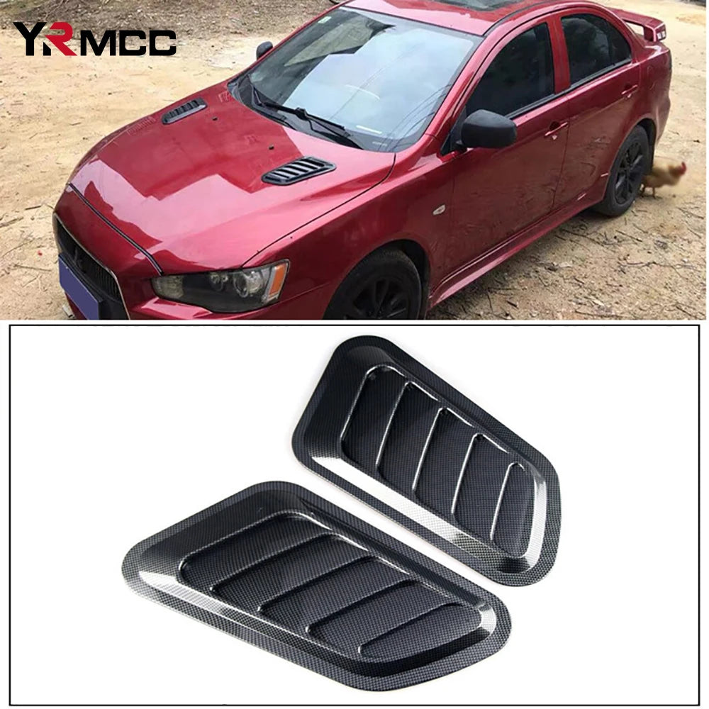 Universal Carbon Fiber Hood Vent Covers - 2PCS Stylish Air Flow Intake Stickers for Car Customization