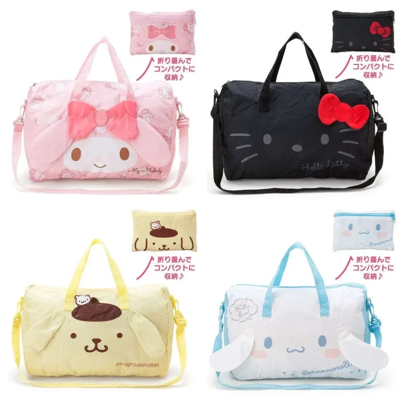 Cute Cartoon Folding Travel Duffel Bag - Adjustable Crossbody & Trolley Case for Women