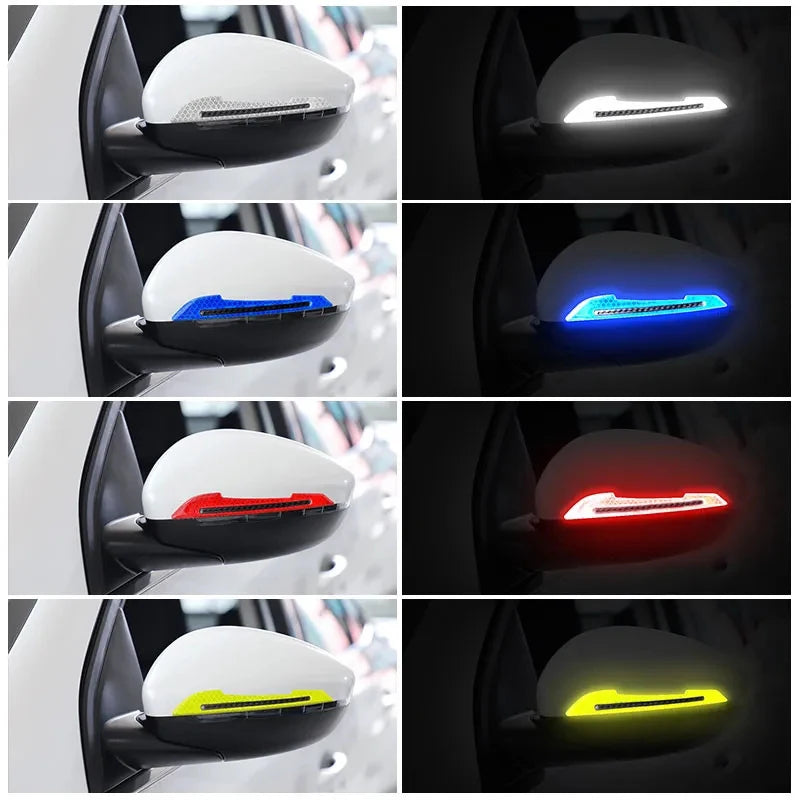 Car Rearview Side Mirror Reflective Strip Stickers, 2 Pieces