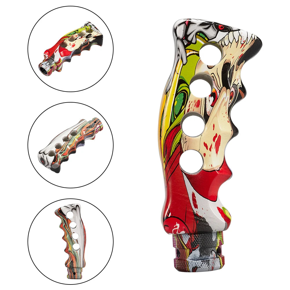 Knife Handle Resin Graffiti Universal Gear Shift Knob with Adaptors for Manual Shifter