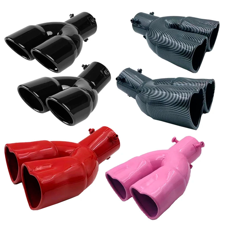 Heart-Shaped Dual Exhaust Tips - Stylish Stainless Steel Muffler for Enhanced Performance