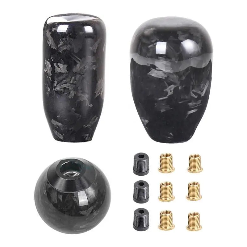 Universal Carbon Fiber Shift Knob for Manual Transmission Vehicles - Includes 3 Adapters for Easy Installation