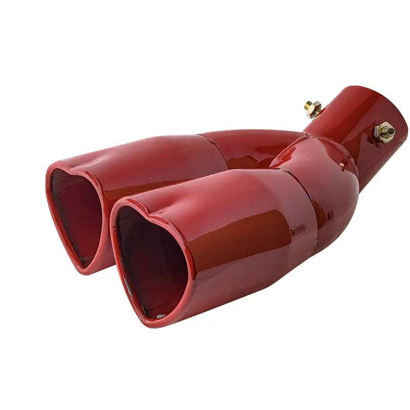 Heart-Shaped Stainless Steel Double-Pipe Bent Throat Exhaust Tip for Enhanced Performance