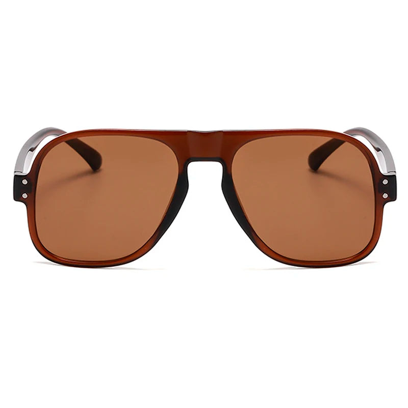 Square Pilot Sunglasses, Gradient Lenses, Full Frame with Double Bridge nose and Metal Rivets, Polarized UV400