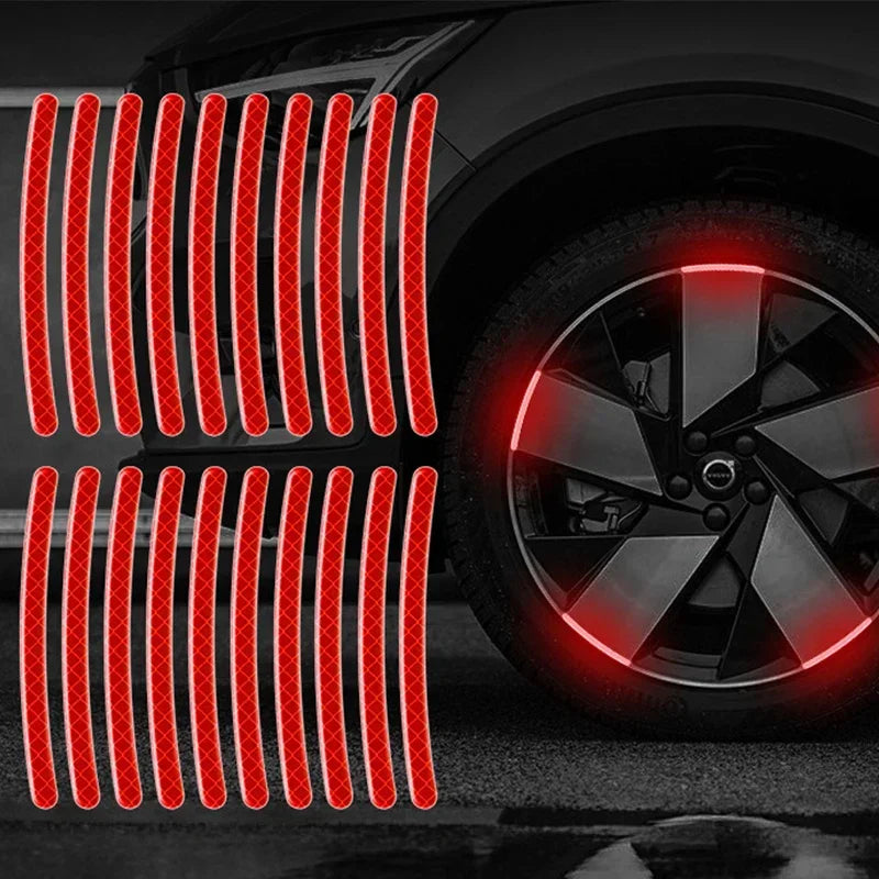 20Pcs Colorful Reflective Strips Car Motorcycle Wheel Hub Stickers Car Styling Decal Sticker Auto Moto Decor Decals Accessories