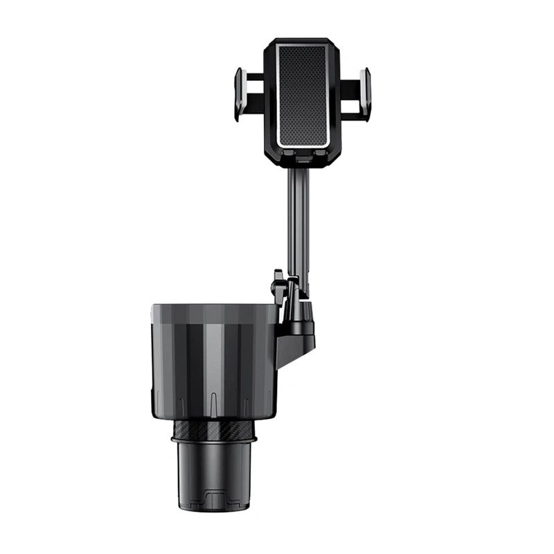 2-in-1 Car Cup Holder with 360° Phone Mount – Adjustable Expander for Drinks and Devices