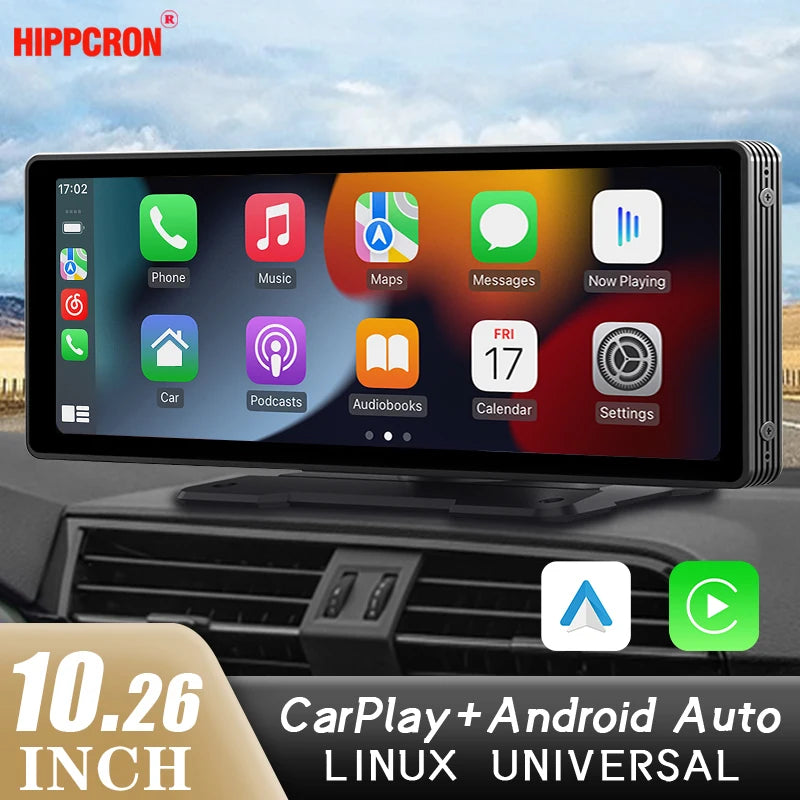 10.26” Wireless Apple CarPlay & Android Auto Multimedia Touch Screen Car Radio with AUX, USB, and Rearview Camera