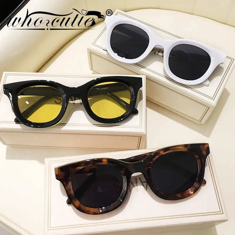 Fashion Samll Round Gray Women Sunglasses 2022 Brand Designer Vintage 90s Square Men Sun Glasses Yellow Lens Shades Oculos UV400