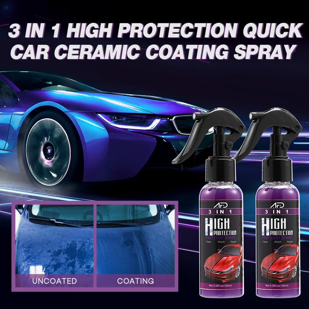 Ultimate 3-in-1 Nano Ceramic Coating Spray for Cars - 100ml Scratch Repair & Exterior Protection